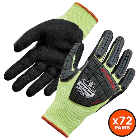Ergodyne Nitrile-Coated CR Gloves, Lime, S 72 PK 17832